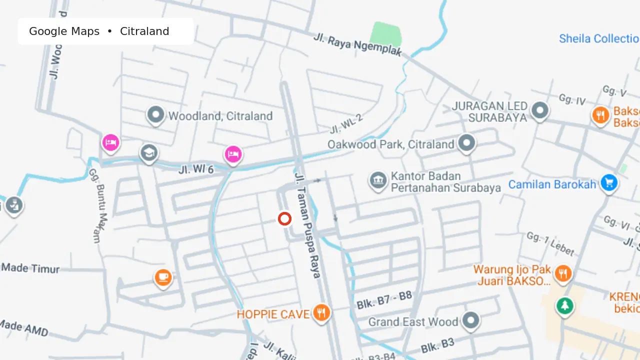 Thumbnail Google Maps menuju Taman Puspa Raya A2-11, Citraland, Surabaya